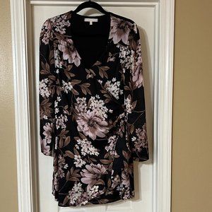 WAYF long sleeved black floral dress